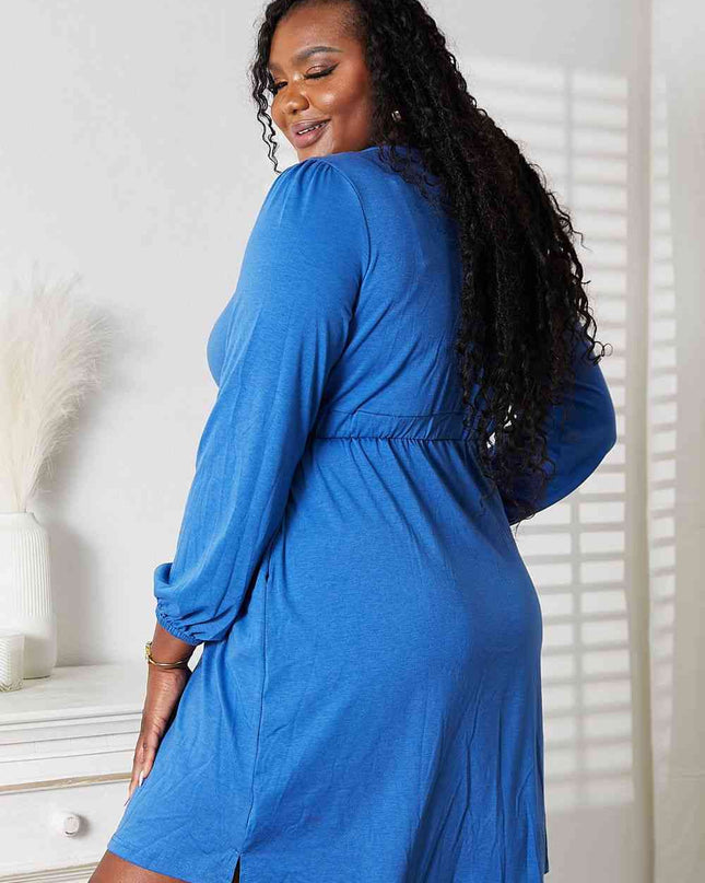 Double Take Scoop Neck Empire Waist Long Sleeve Magic Dress