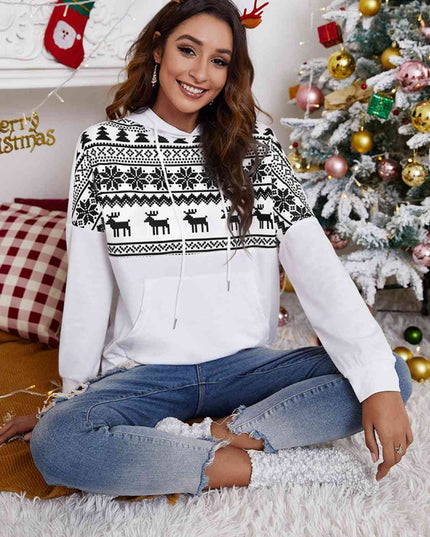 Christmas Drawstring Hoodie with Pocket