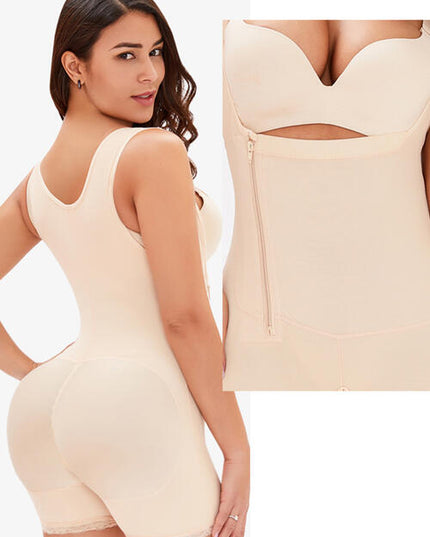 Full Size Side Zip Up Wide Strap Shapewear