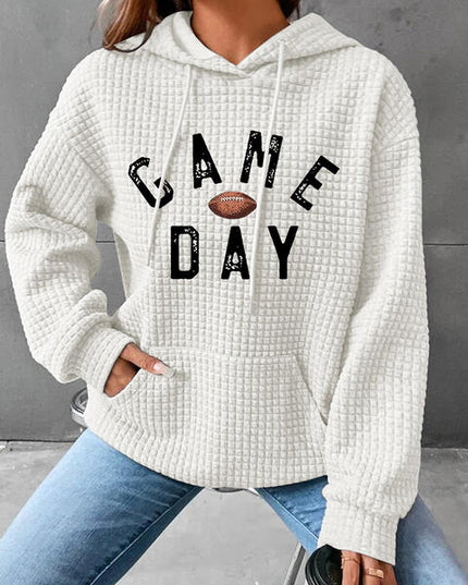 Full Size GAME DAY Graphic Drawstring Hoodie
