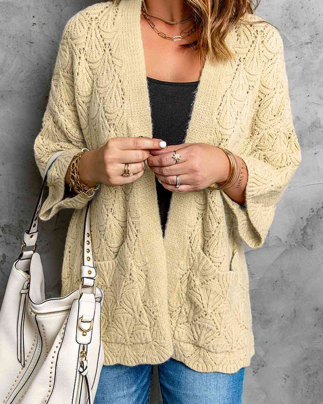 Scalloped Hem Open Front Cardigan