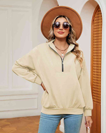 Half-Zip Dropped Shoulder Sweatshirt