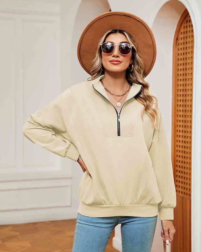 Half-Zip Dropped Shoulder Sweatshirt