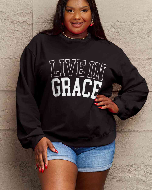 Simply Love Full Size LIVE IN GRACE Graphic Sweatshirt