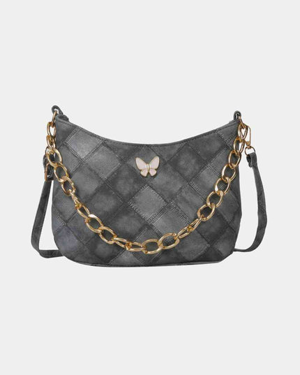 Butterfly Decor PU Leather Shoulder Bag