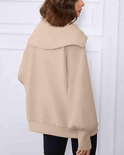 Half-Zip Lantern Sleeve Top
