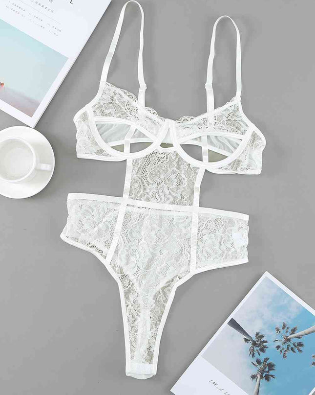 Cutout Spaghetti Strap Lace Teddy