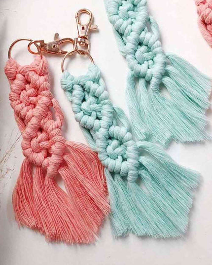 Assorted 4-Pack Macrame Fringe Keychain