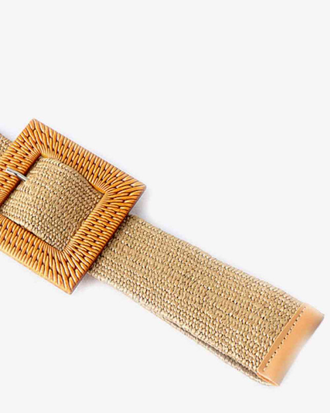 Square Buckle Elastic Braid Belt