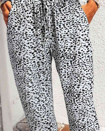 Leopard Pocketed Long Pants