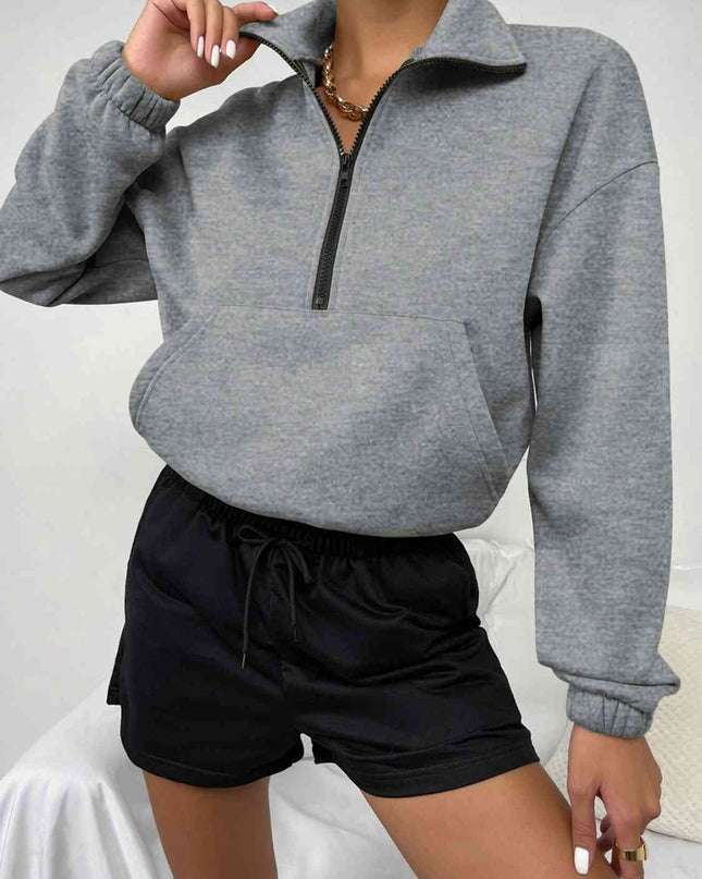 Half-Zip Dropped Shoulder Sweatshirt