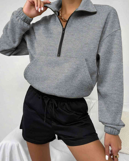 Half-Zip Dropped Shoulder Sweatshirt