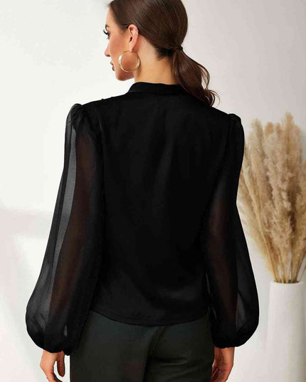 Pleated Detail Balloon Sleeve Blouse