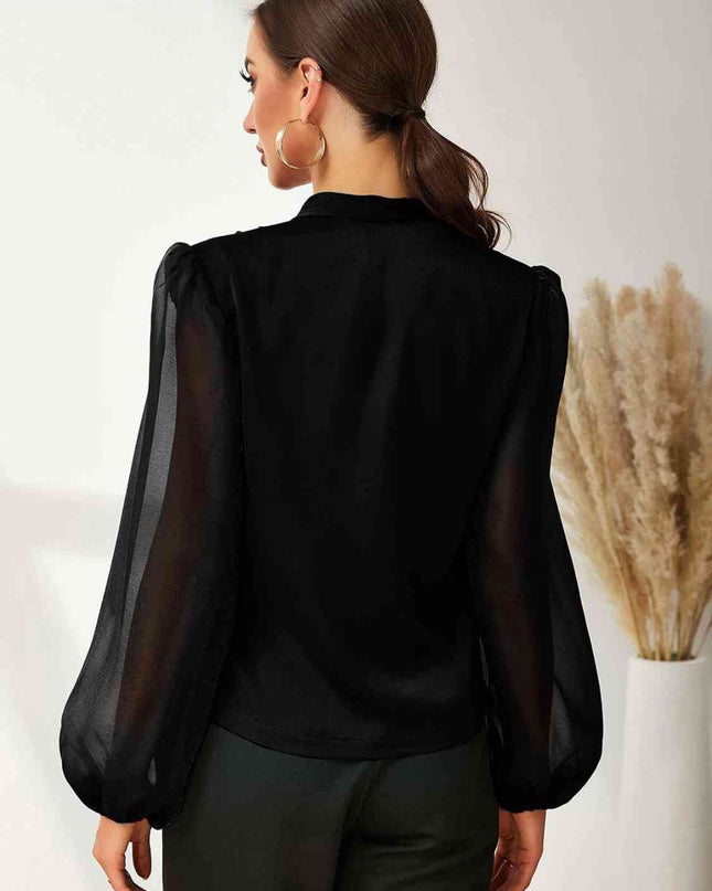 Pleated Detail Balloon Sleeve Blouse