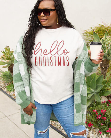 Simply Love Full Size HELLO CHRISTMAS Short Sleeve T-Shirt