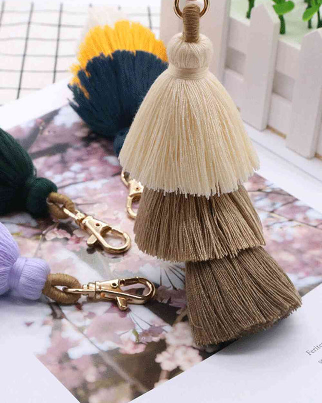 Assorted 4-Pack Multicolored Fringe Keychain