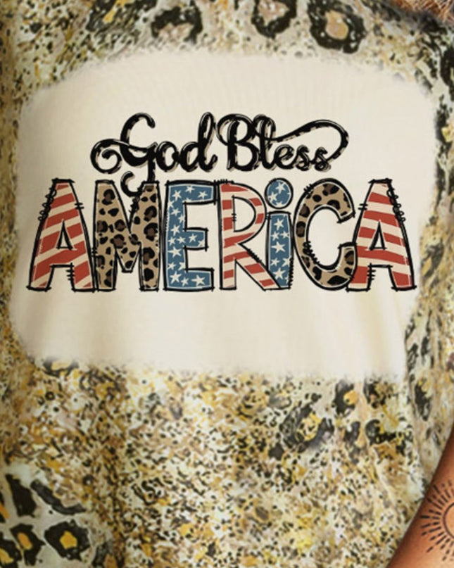 GOD BLESS AMERICA Graphic Leopard Tank