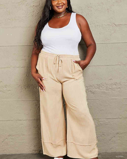 HEYSON Love Me Full Size Mineral Wash Wide Leg Pants
