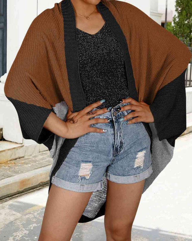 Color Block Open Front Cardigan