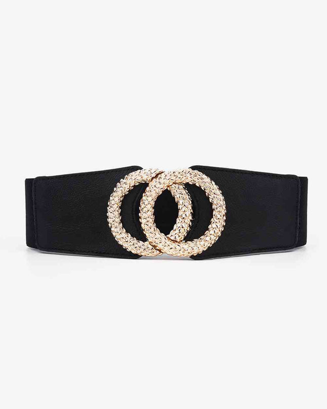 Circle Buckle Elastic Wide PU Belt