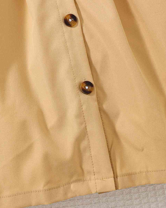 Short Sleeve Collared Neck A-Line Dress