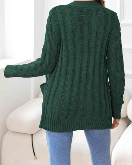 Button Down Cable-Knit Cardigan