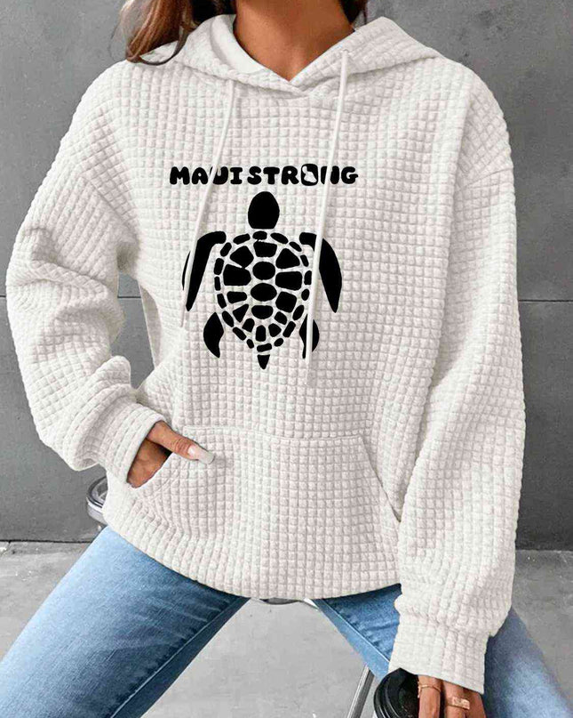 Full Size Turtle Graphic Drawstring Hoodie