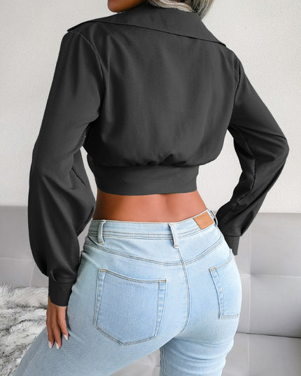 Knot Detail Collared Cropped Top