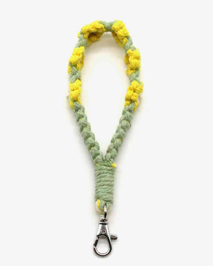Assorted 4-Pack Hand-Woven Flower Macrame Wristlet Keychain