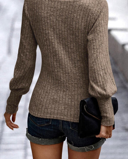Scoop Neck Long Sleeve Blouse