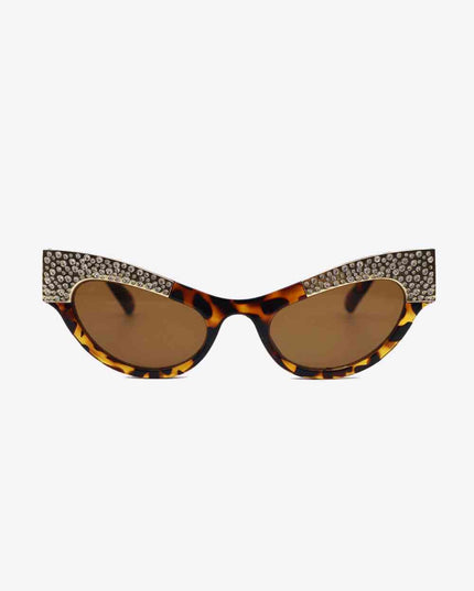 UV400 Rhinestone Trim Cat-Eye Sunglasses