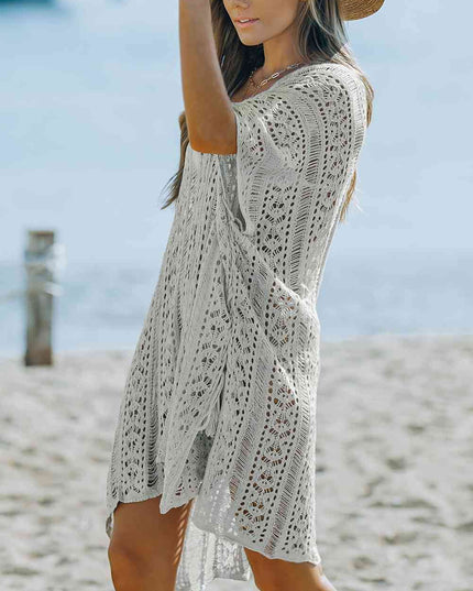 Openwork V-Neck Slit Cover Up