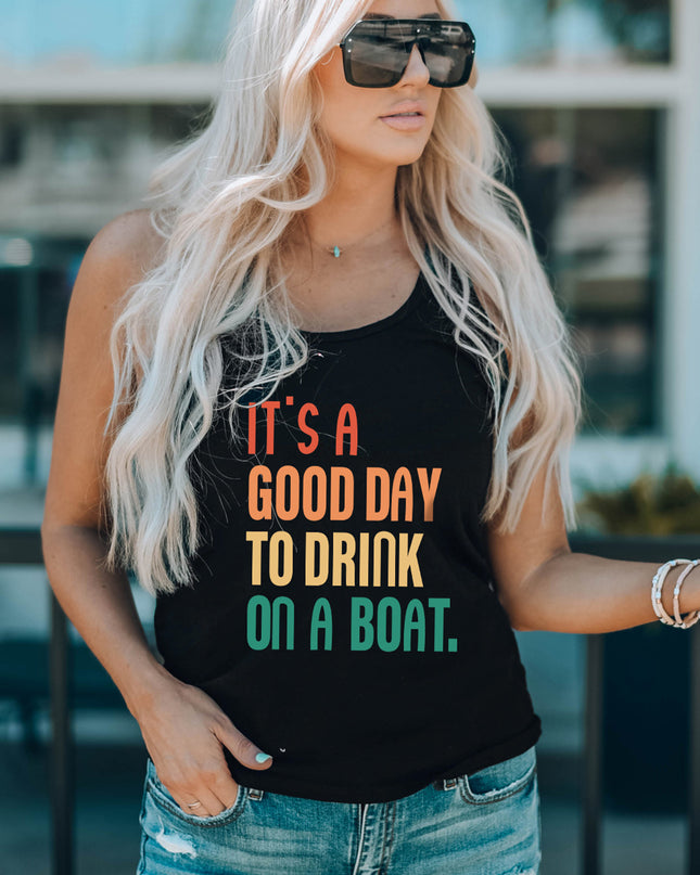 Slogan Graphic Scoop Neck Tank
