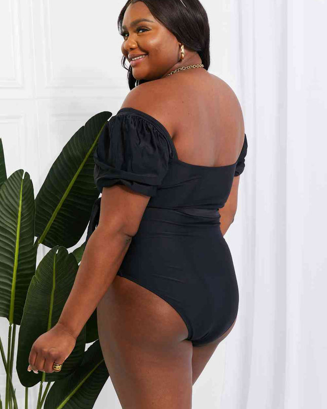 Marina West Swim Salty Air Puff Sleeve One-Piece in Black