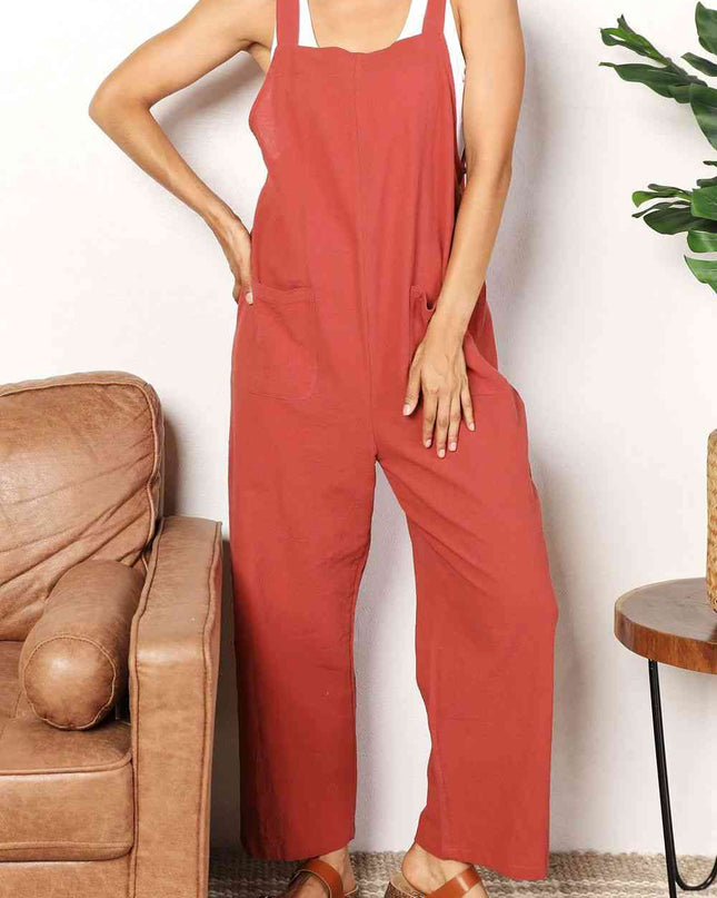 Double Take Wide Leg Overalls with Front Pockets