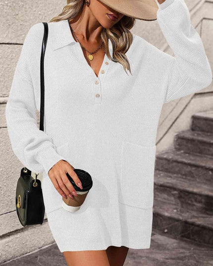 Johnny Collar Drop Shoulder Sweater Dress