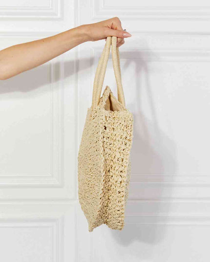 Justin Taylor Beach Date Straw Rattan Handbag in Ivory