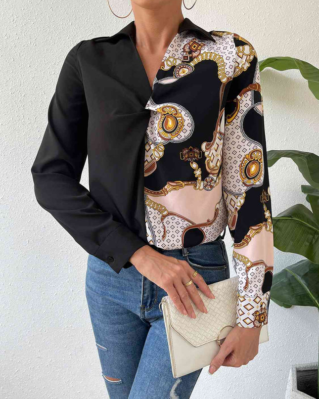 Twist Front Collared Blouse