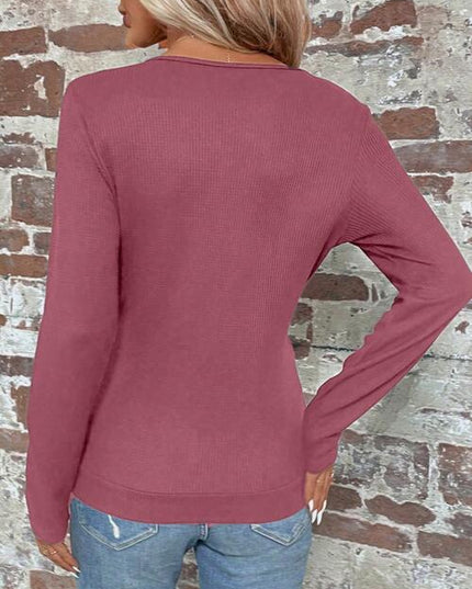 Surplice Button Detail Long Sleeve Blouse
