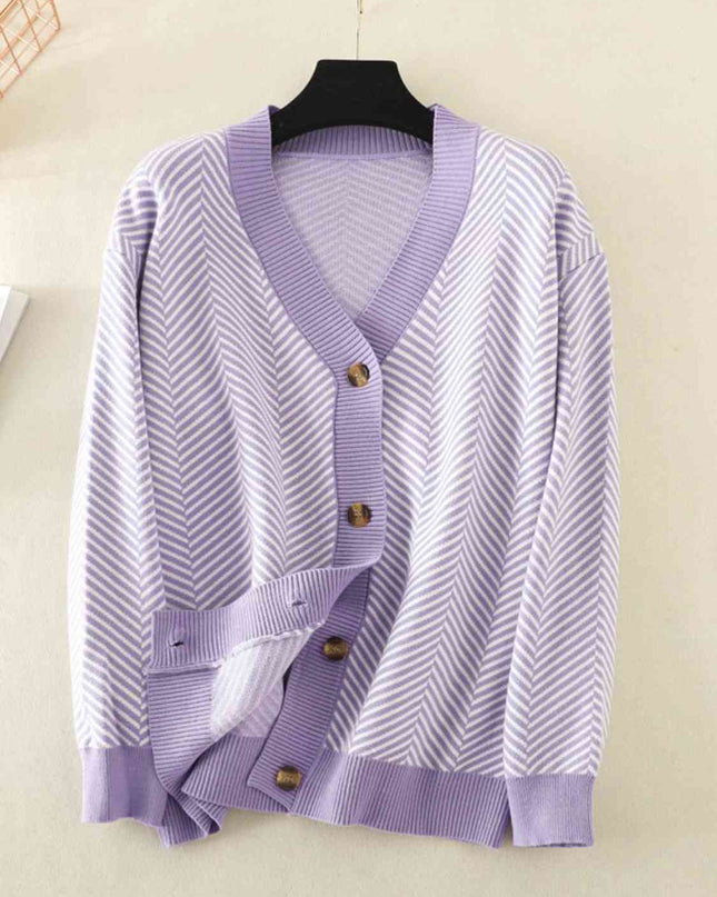 Button Down V-Neck Cardigan