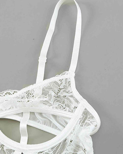 Cutout Spaghetti Strap Lace Teddy