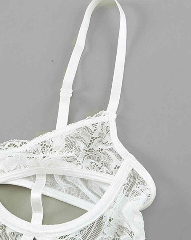 Cutout Spaghetti Strap Lace Teddy