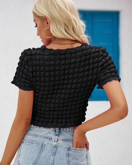 Round Neck Short Sleeve Crop Top