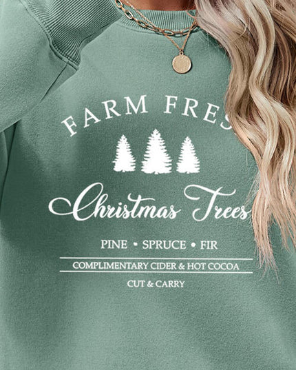 Graphic Round Neck Dropped Shoulder Sweatshirt
