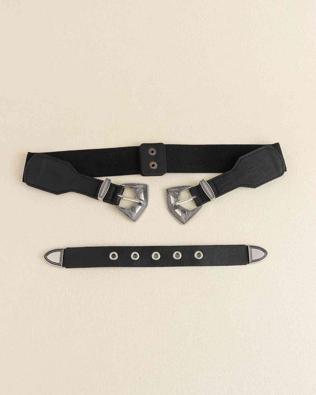 Double Buckle PU Leather Belt