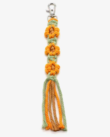 Assorted 4-Pack Hand-Woven Flower Keychain