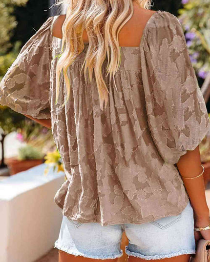 Square Neck Puff Sleeve Blouse