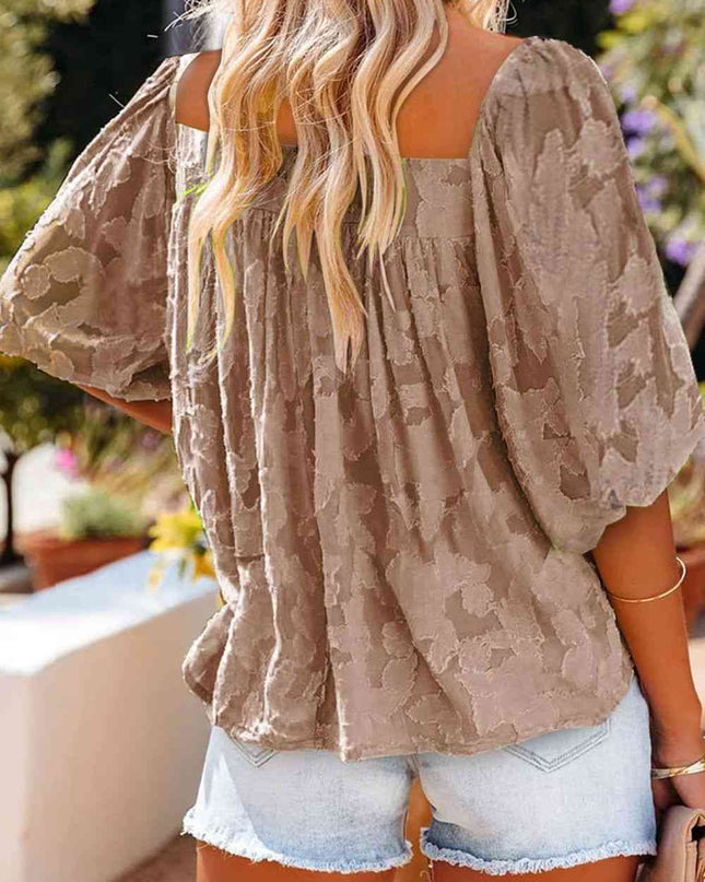 Square Neck Puff Sleeve Blouse