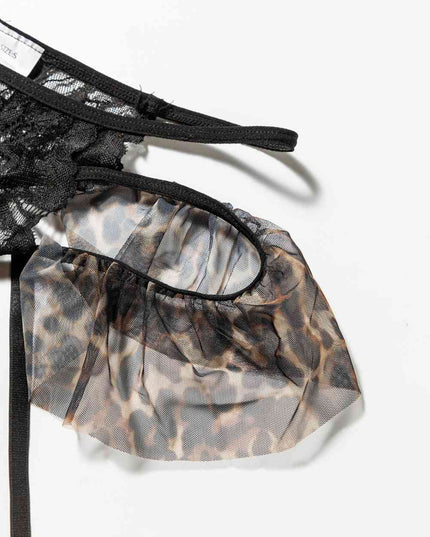 Leopard Spliced Lace Lingerie Set