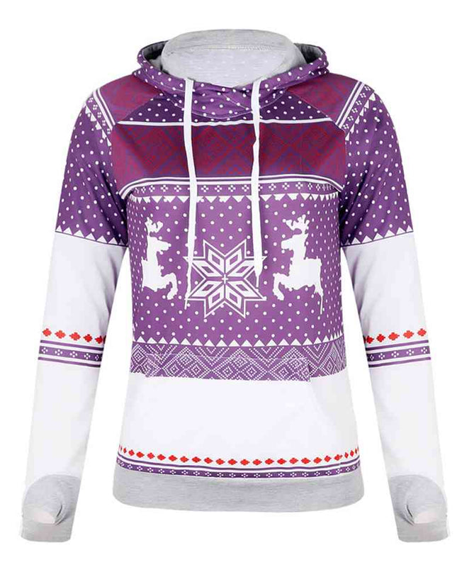 Printed Long Sleeve Hoodie with Pocket